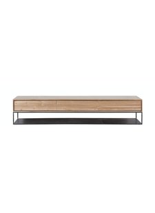 Dareels Meuble ONETWO TV 200 - teck naturel y métal noir - 200x40xh40cm - Dareels