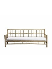 TineKHome Banco al aire libre en bambu con cojín - blanco - 177x76xh70cm - Tinekhome