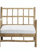 TineKHome Fauteuil lounge de jardin bambou - blanc / naturel - 76x76xh27/70cm