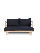 Dareels Black outdoor sofa 'STRAUSS' - recycled teak and polyester - 130x82cm - Dareels