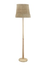 Bloomingville Lámpara de pie de mimbre y madera - Ø40xh160cm - Bloomingville