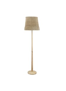 Bloomingville Lámpara de pie de mimbre y madera - Ø40xh160cm - Bloomingville