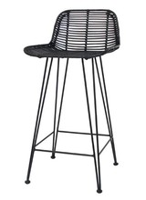 HK Living Rattan bar stool black - HK Living