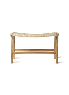 HK Living Pouf Lounge en teck et abaca - 65x40xh41,5cm - HKliving