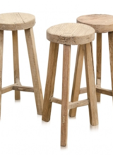 Petite Lily Interiors Round Bar Stool Ethnic - raw wood - ø35xh 70cm - unique piece