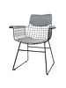 HK Living Set of 2 Black metal chairs WIRE with arms - HK Living