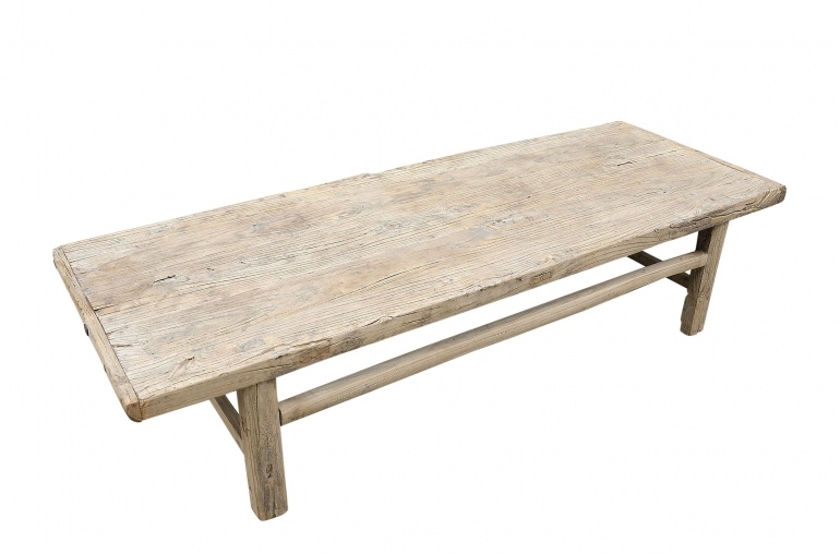 Raw Wood Coffee Table 182x64xh43cm Elm Wood Petite Lily Interiors