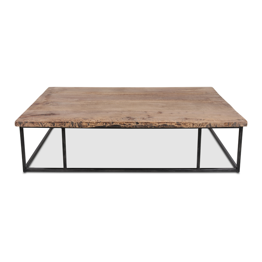 Petite Lily Interiors Table basse - métal et bois brut - 150xW90xH40cm - Piece unique