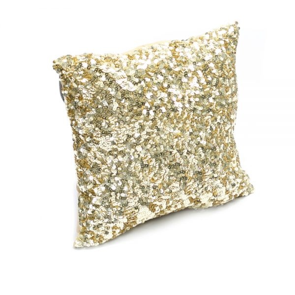 Coussin lin blanc étoile dorée - 40x40 cm - cottagecore