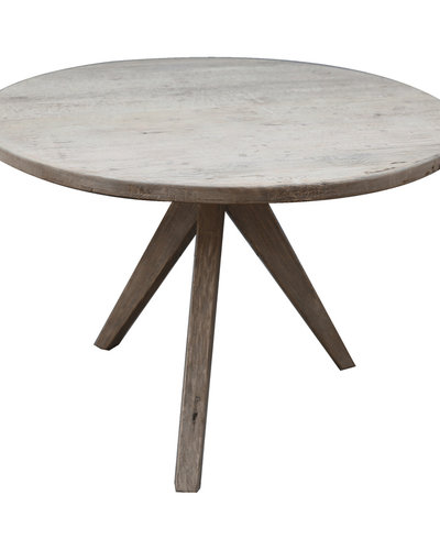 Round Dining Room Table Raw Wood O110x77cm Unique Item Petite Lily Interiors
