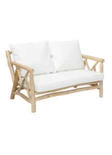 Bazar Bizar Outdoor sofa 2 seater with white cushion (130cm) - teck