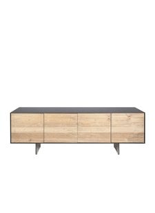 Dareels Buffet/Sideboard GEOX 208 - teck naturel y métal noir - 208x45xh72 - Dareels