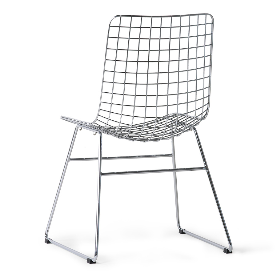HK Living Metal chair WIRE - Chrome / Grey - HK Living