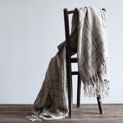 Tell me more Linen bedspread / Throw Alba - Grey - 130x170cm - Tell Me More