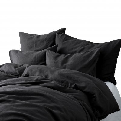 Housse de couette 100 % lin lavé - 240x220cm - carbon / noir