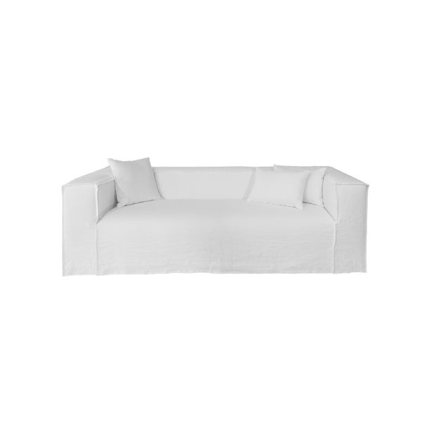 Dareels White linen Couch / Sofa Strozzi - 2PL - 220x95xH65cm