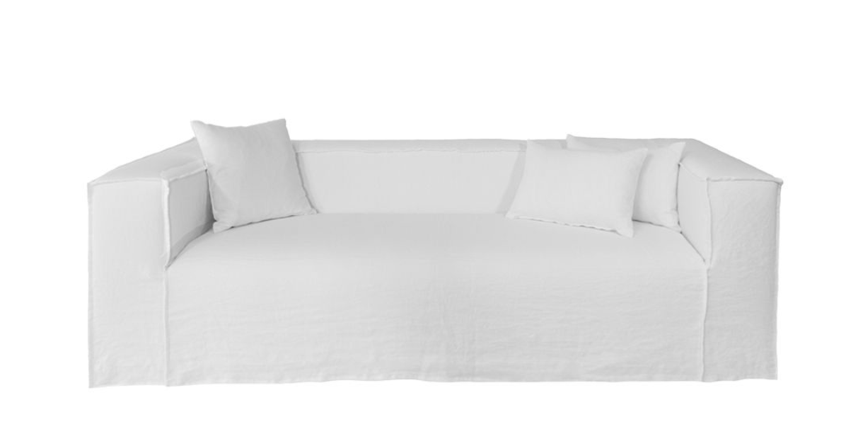 Dareels White linen Couch / Sofa Strozzi 3PL - 260x95xH65cm