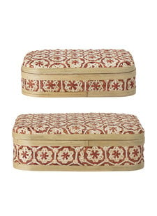 Bloomingville Set of 2 bamboo boxes - Natural / Red