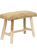 Bazar Bizar Bench teak Mednong raffia - L60xH45xW28cm