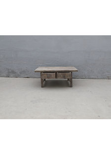 Maisons Origines Raw wood coffee table w/ 2 drawers -106x69xh45cm