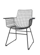 HK Living Set of 2 Black metal chairs WIRE with arms - HK Living