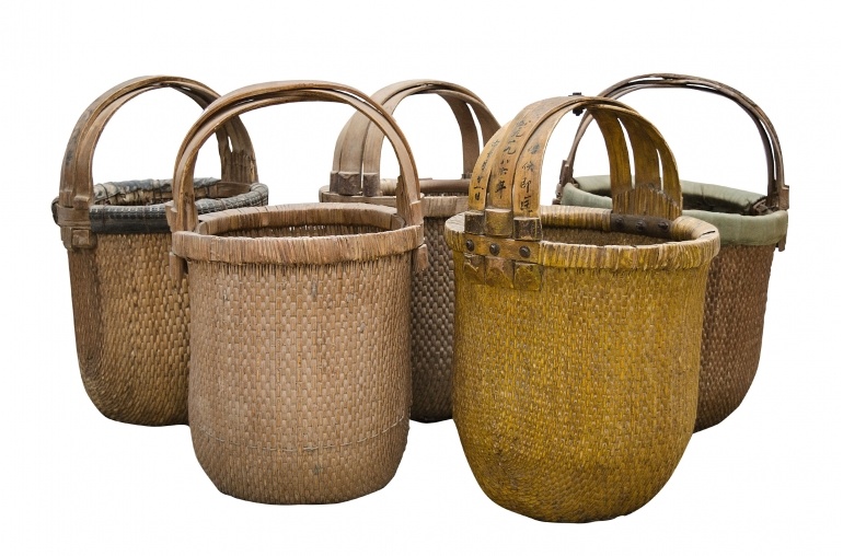 Maisons Origines Baskets vintage in rattan - 40x40cm - Unique item