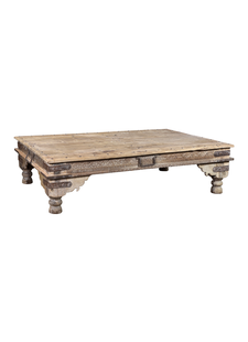 Maisons Origines Table basse indienne en bois - 188x120x42cm - piece unique