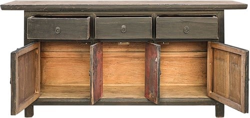 Petite Lily Interiors Sideboard Vintage - negro - Madera de Olmo - 183X46X85cm