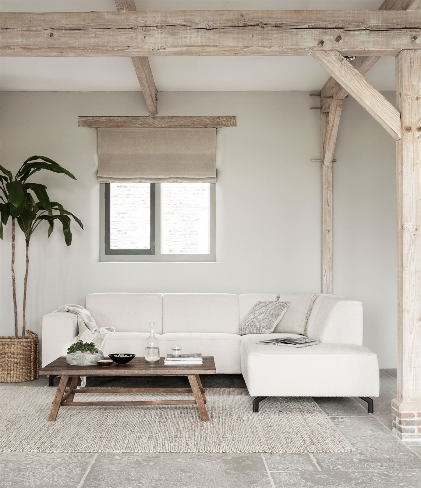 Petite Lily Interiors Sofa / Couch right angle, cream/ecru, 78x265x197cm