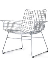 HK Living Silver metal chair WIRE with arms - HK Living