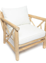 Bazar Bizar Teak wood One Seater TULUM with white cushion 70x80xh75cm