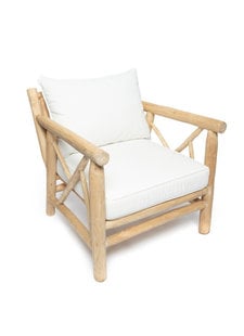 Bazar Bizar Sillon TULUM madera con cojin blanco 70x80xh75cm