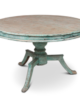 Petite Lily Interiors Round dining room table raw wood - green - Ø130x78cm - unique item
