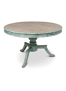 Petite Lily Interiors table de salle à manger ronde en bois brut - vert - Ø130x78cm