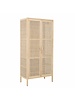 Bloomingville Armoire en cannage - pin et maille  ajourée et tissée - L85xH180xW45cm - Bloomingville