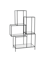 Nordal Estantería en metal y vidrio - negro - L39xH126xW77cm - Nordal