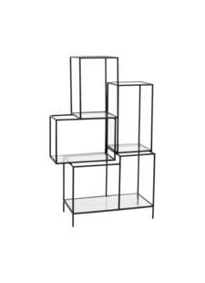 Nordal Etagère en métal et verre - noir - L39xH126xW77cm - Nordal