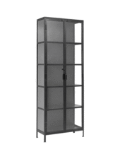 Nordal Bibliothèque industrielle en métal - noir- H214xD35xW80cm