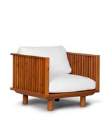 Dareels Fauteuil de Jardin 'TOPRAK' - teck recyclé et Olefin  - Blanc - 82x84cm - Dareels