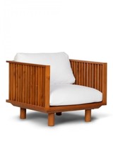 Dareels White outdoor armchair 'TOPRAK' - recycled teak and Olefin  - 82x84cm - Dareels