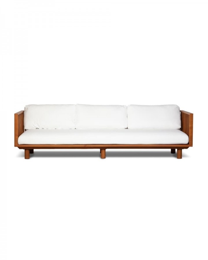 Dareels White outdoor sofa 'TOPRAK' - recycled teak and Olefin  - 180x82cm - Dareels - Copy