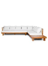 Dareels White outdoor sofa 'STRAUSS' right - recycled teak and polyester - 300x250x67cm