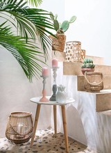 Sweet outdoor decoration with lots of cactuses and bamboo decoration items - seen on Pinterest