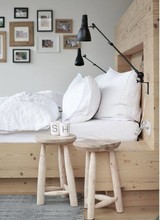 Wooden chairs by House Doctor in this Inspiring DIY bedroom setting in white, black and lots of natural! Seen at frenchyfancy.com