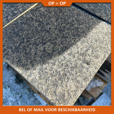 Natuursteenvoordelig Basalt Tegel Zwart Gevlamd/geborsteld 20x20x2 cm