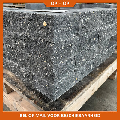 Natuursteenvoordelig Stapelblok beton zwart gekloofd 6x10x30 cm