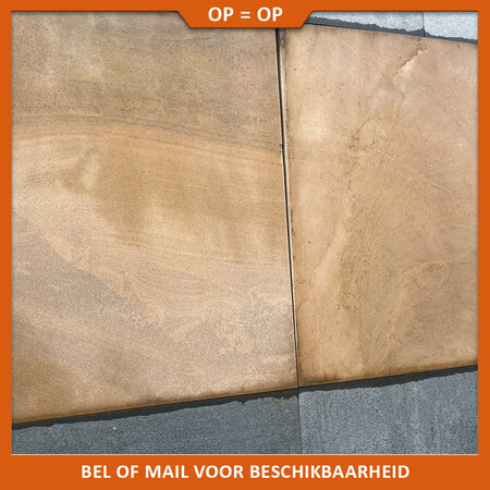 Natuursteenvoordelig Tuintegel zandsteen geel / oranje 80x80x3 cm | Opruiming