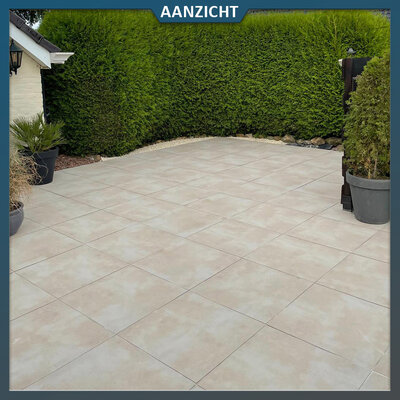 Natuursteenvoordelig Keramische tuintegel Dela Beige 60x60x3 cm