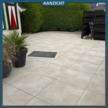Natuursteenvoordelig Keramische tuintegel Dela Beige 90x90x3 cm