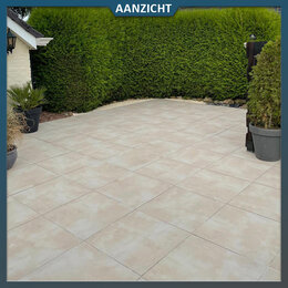 Natuursteenvoordelig Keramische tuintegel Dela Beige 90x90x3 cm